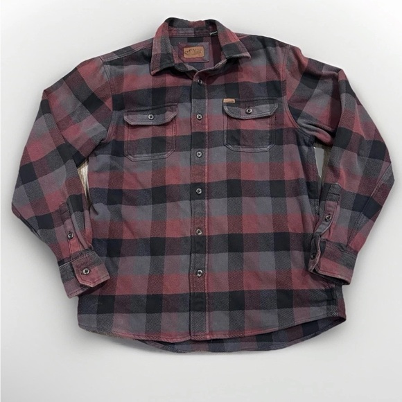 Orvis Big Bear Heavy Weight Plaid Flannel Shirt Jacket Shacket Hand Pockets M - Picture 2 of 12